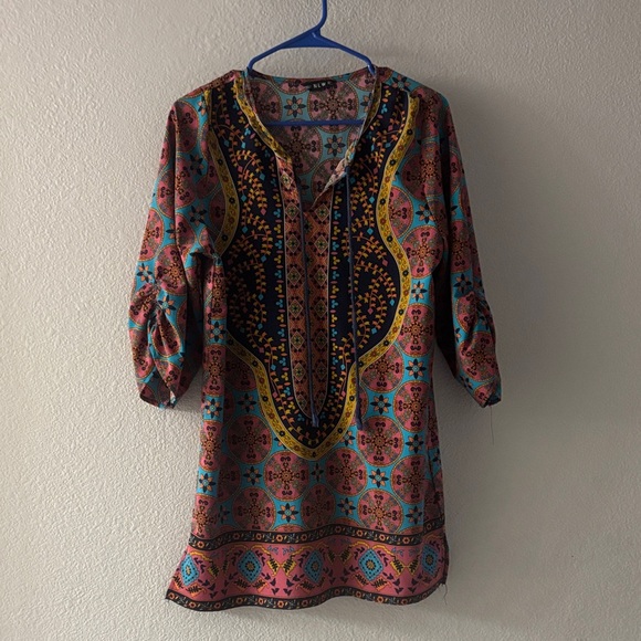 Nlw Tops - Bohemian Colorful Patterned Women's Tunic